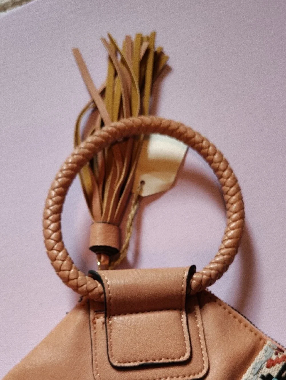 Peachy Tan Leather Wristlet